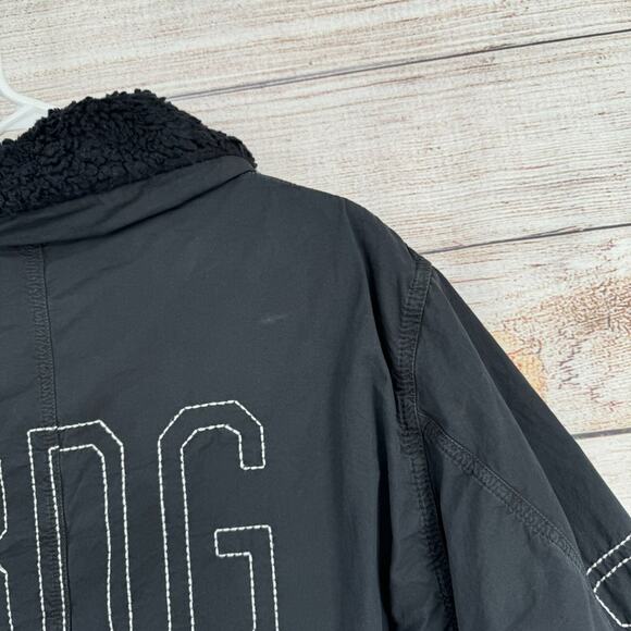 BDG Urban Outfitters Sherpa Lined Bomber Jacket‎ Men's Size Large Black - Picture 6 of 13
